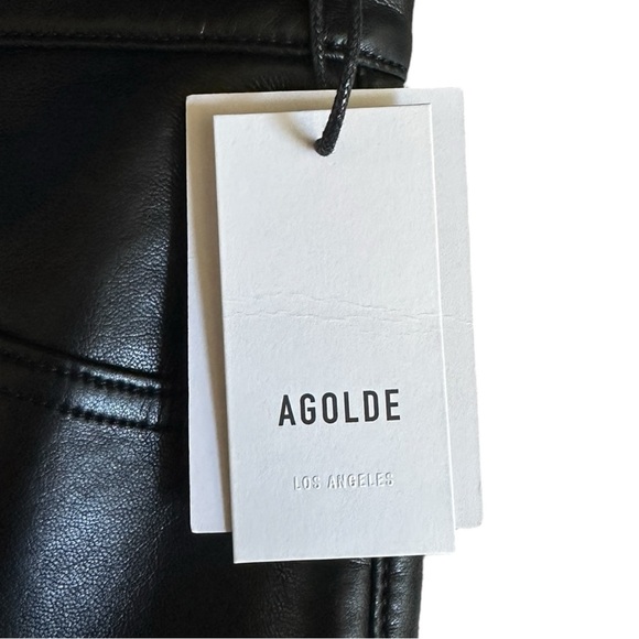 AGOLDE 90’s Pinch Waist Recycled Leather Pants Detox Black 28 High Rise NWT - Picture 6 of 12
